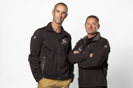 LORIENT, FRANCE - SEPTEMBER 19: Ultim Banque Populaire XI, skippers Armel Le Cleac'h and Sebastien Josse are portraited during the official shooting for the Transat Jacques Vabre,in Lorient, France, on September 19, 2023. (Photo by Jean-Marie Liot / Alea)