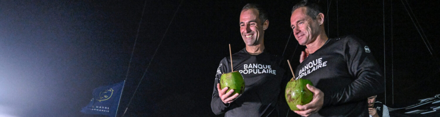 FORT-DE-FRANCE, MARTINIQUE : Ultim Maxi Banque Populaire XI, skippers Armel Le Cleac'h and Sebastien Josse are taking 4th place in their category of the Transat Café l'OR 2025 on November 7, 2025 in Fort-de-France, Martinique. (Photo by Olivier Blanchet / Alea)