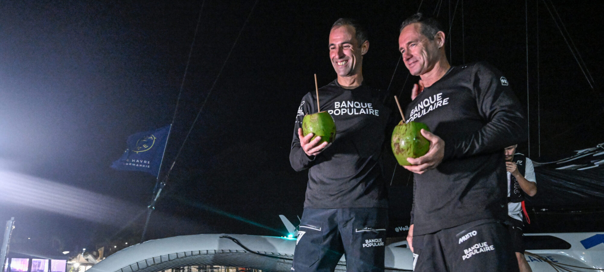 FORT-DE-FRANCE, MARTINIQUE : Ultim Maxi Banque Populaire XI, skippers Armel Le Cleac'h and Sebastien Josse are taking 4th place in their category of the Transat Café l'OR 2025 on November 7, 2025 in Fort-de-France, Martinique. (Photo by Olivier Blanchet / Alea)